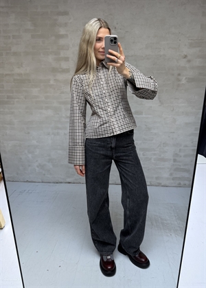 Rosa checked skjorte Beige Neo Noir 